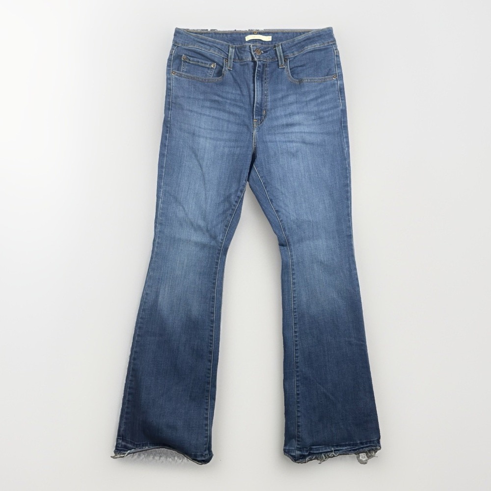 Levi's 726 Flare Jeans Women's W31 L32 Blue Stretch Raw Hem Medium Wash
